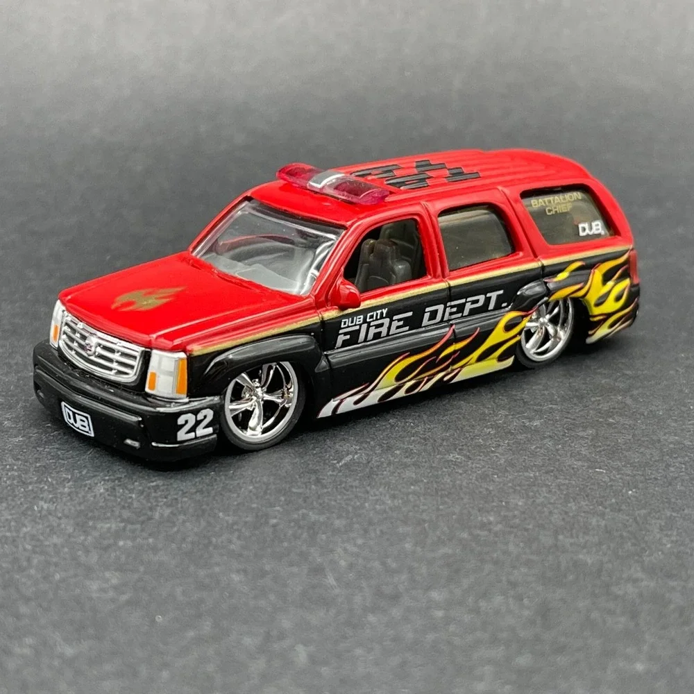Jada Dub City Cadillac Escalade SUV Red/Black Fire Department Diecast 1/64 Scale